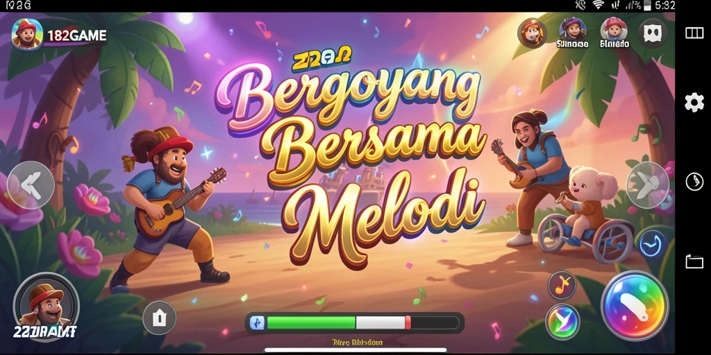 Screenshot gameplay 182GAME menampilkan keseruan bermain musik.