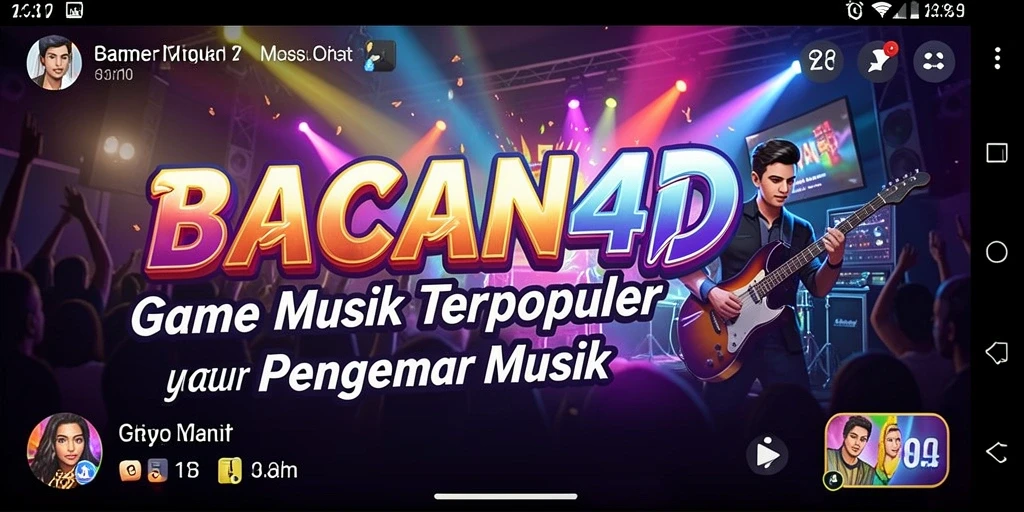 Screenshot gameplay BACAN4D menampilkan tantangan musik yang seru.