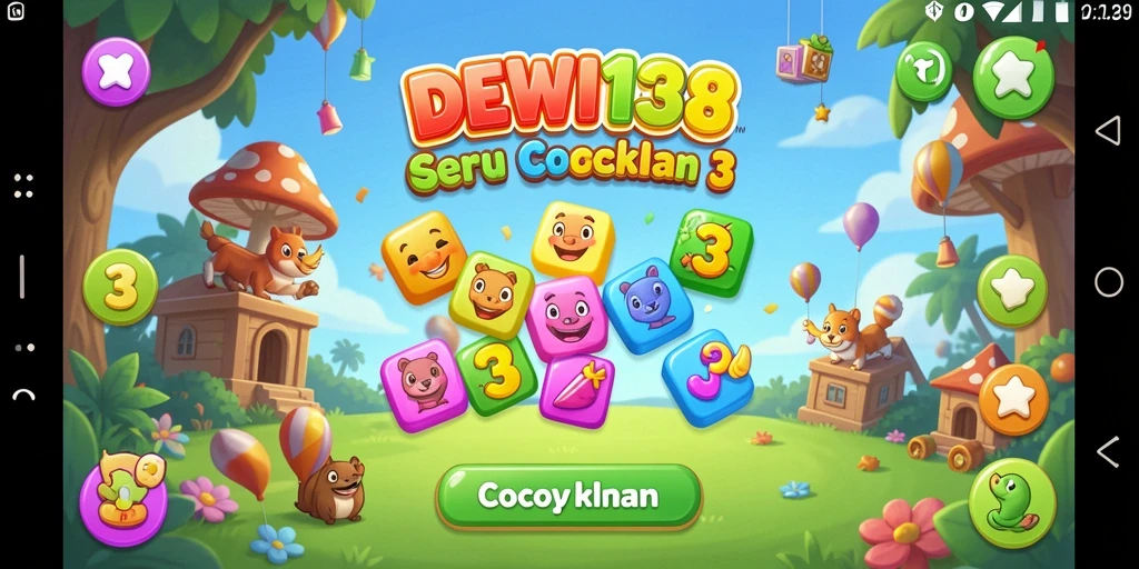 Screenshot gameplay DEWI138 yang penuh warna dari permainan Match-3.