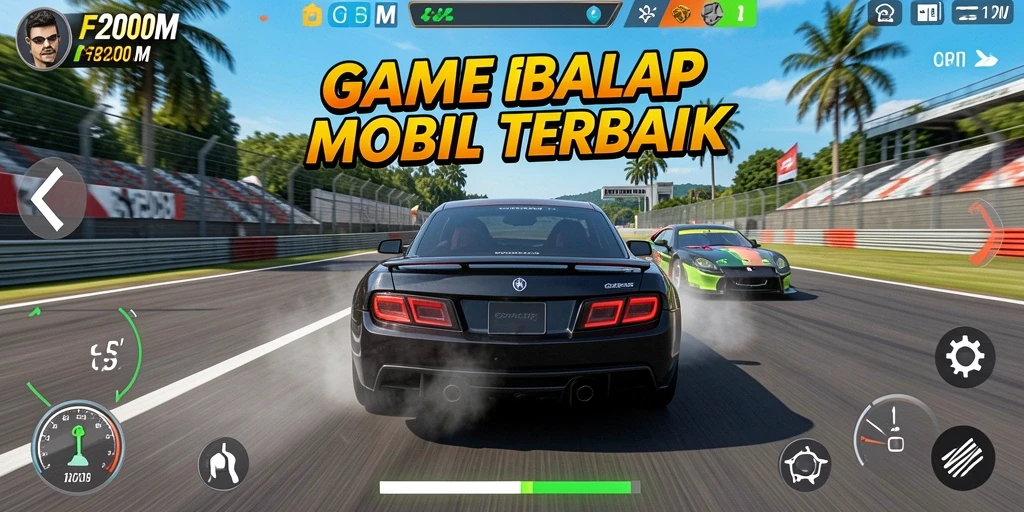 Screenshot gameplay F200M menunjukkan balapan yang seru dan grafis yang memukau.