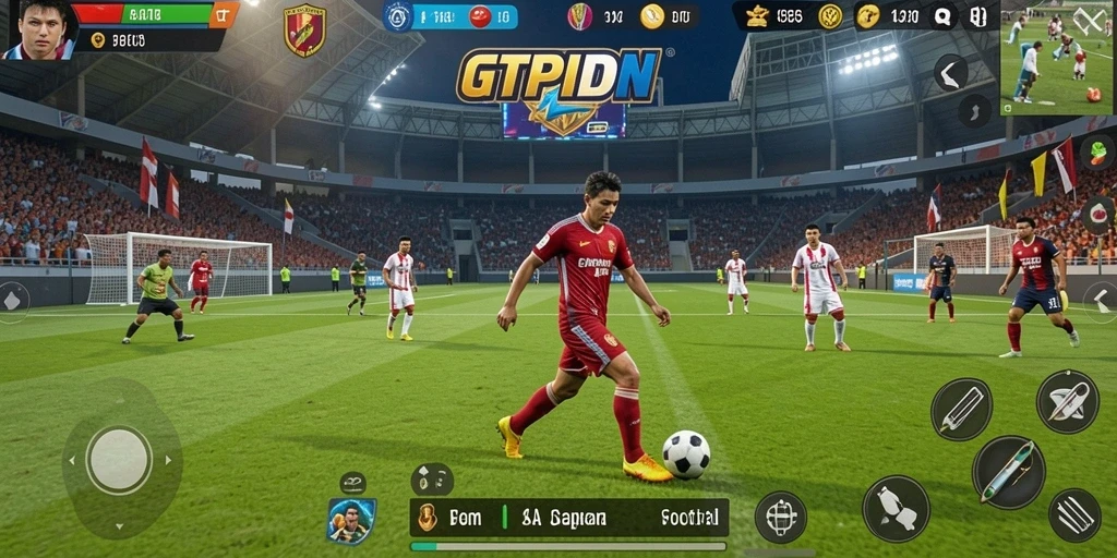 Tangkapan layar GTPIDN menampilkan aksi seru dalam pertandingan sepak bola.