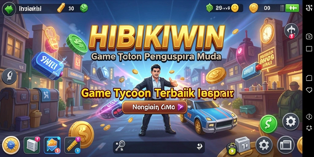 Gameplay HIBIKIWIN menampilkan elemen Tycoon yang seru dan mendidik.