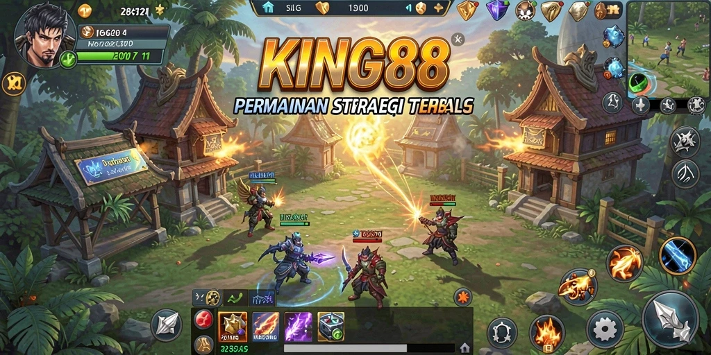 Tampilan gameplay KING88 dengan aksi strategi yang seru.