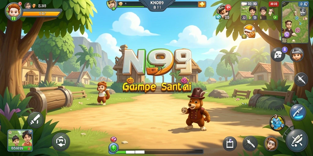 Screenshot utama KNO89 menampilkan gameplay menarik dengan karakter lucu.