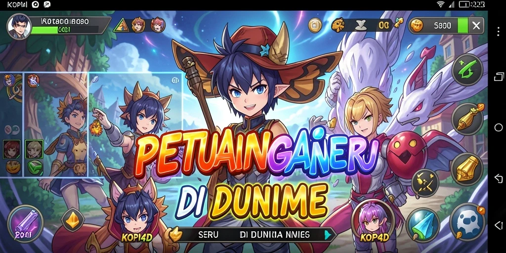 Tangkapan layar gameplay KOPI4D yang menampilkan aksi karakter anime.