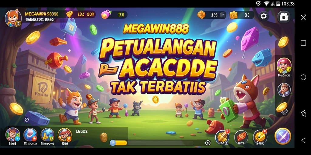 Tampilan game MEGAWIN888 dengan grafis arcade yang menarik