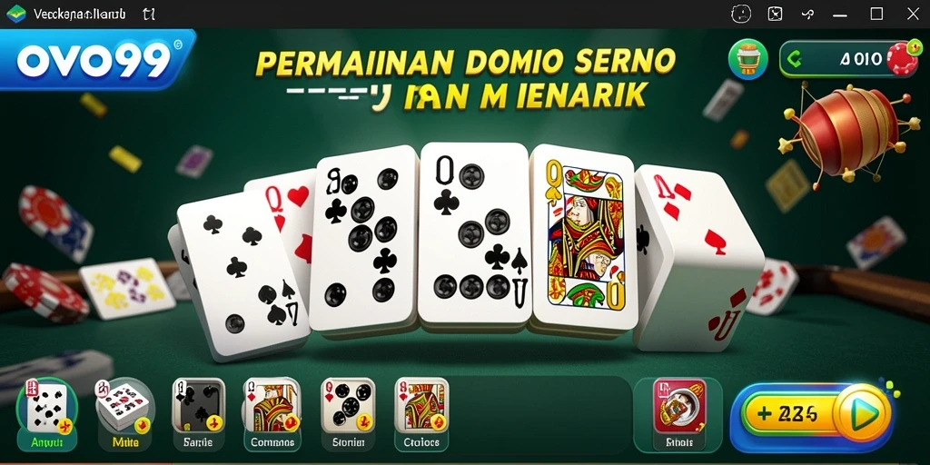 Tampilan gameplay seru OVO99 dengan domino yang menarik.