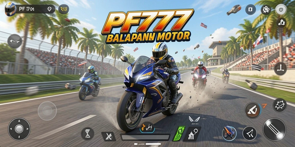 Tampilan visual balapan motor di PF777 yang mendebarkan.