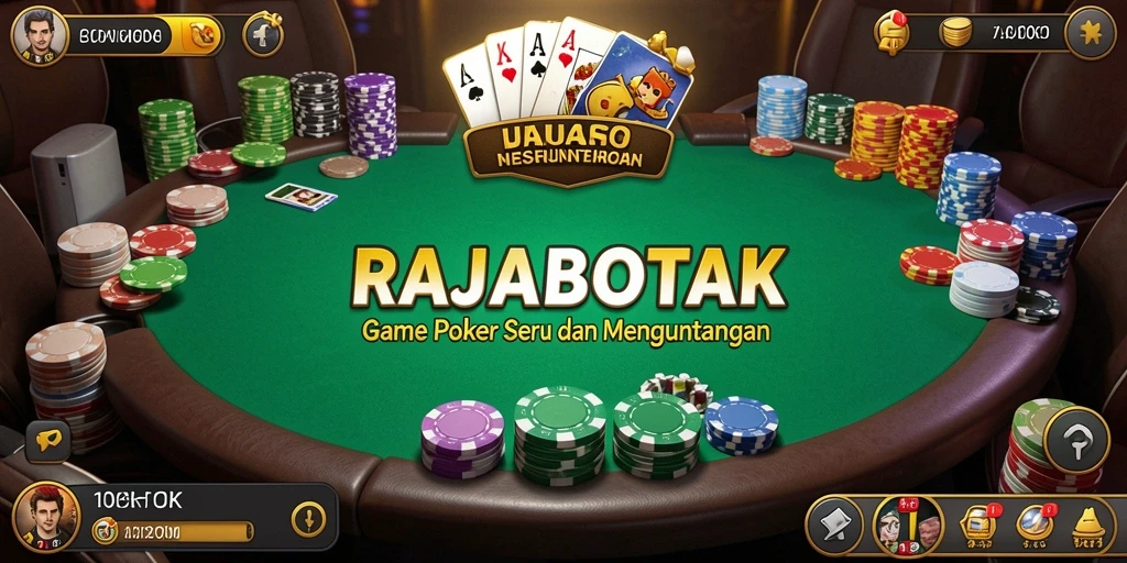 Screenshot utama RAJABOTAK menunjukkan gameplay poker yang seru.