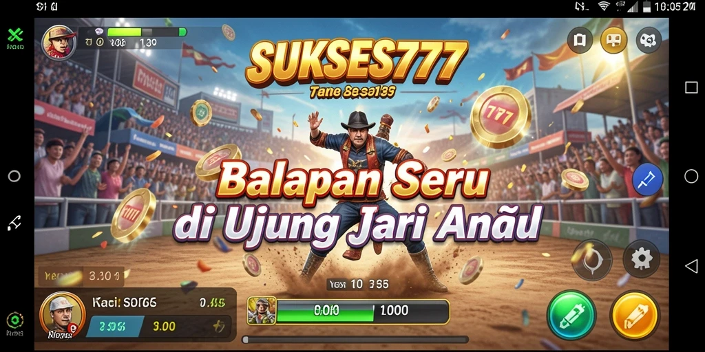 Screenshot gameplay Racing SUKSES777 menunjukkan aksi balapan yang seru dan mendebarkan.