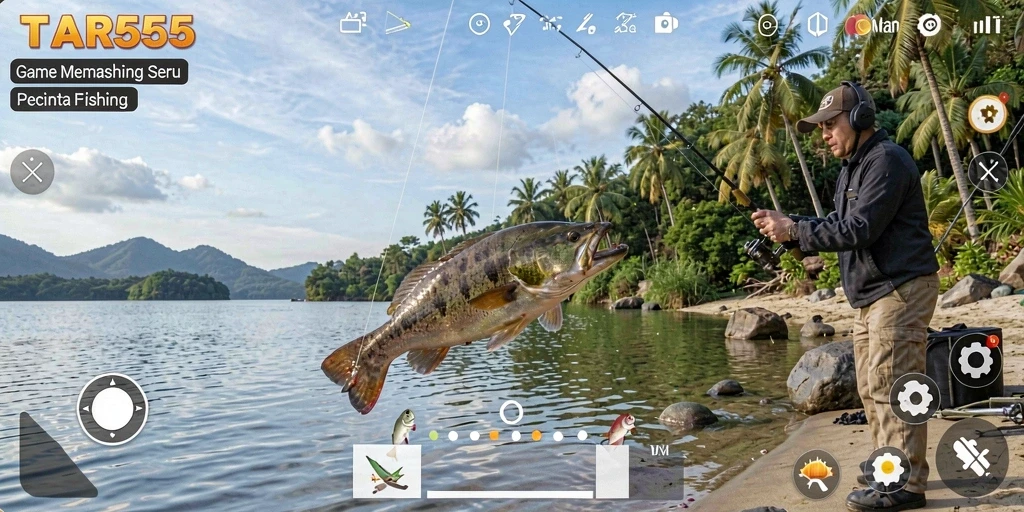 Tangkapan ikan yang besar dalam gameplay TAR555 yang seru.