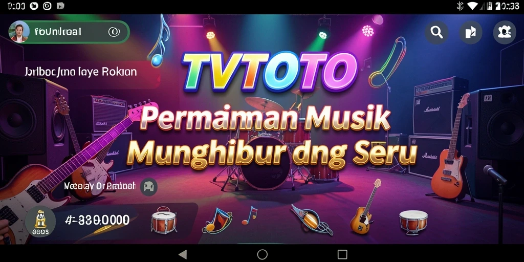 Screenshot utama TVTOTO menampilkan pengguna yang asyik bermain musik.
