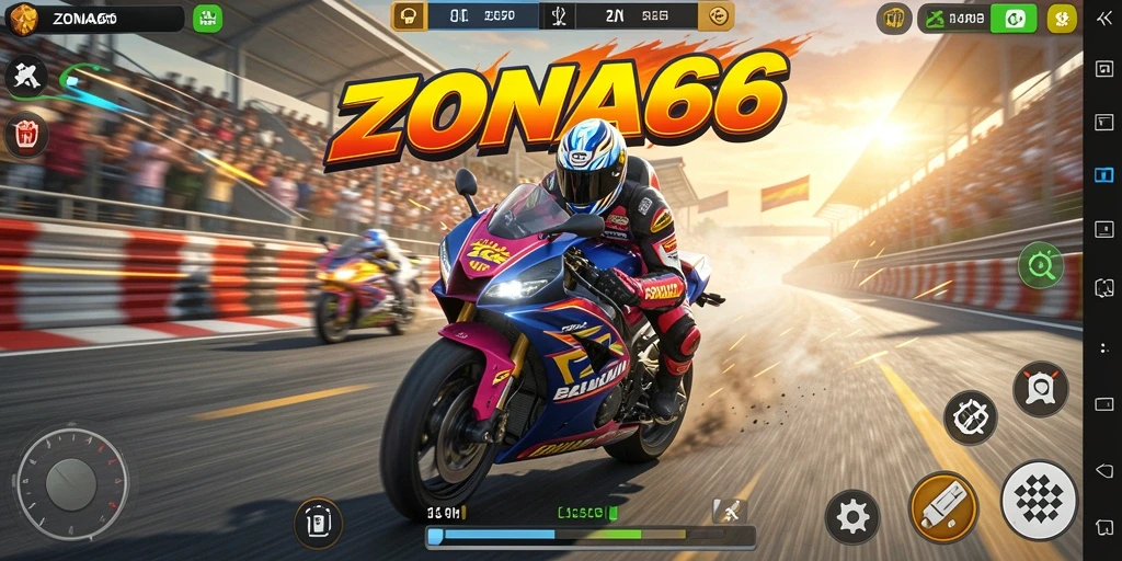 Tampilan seru gameplay motor balap di ZONA66.